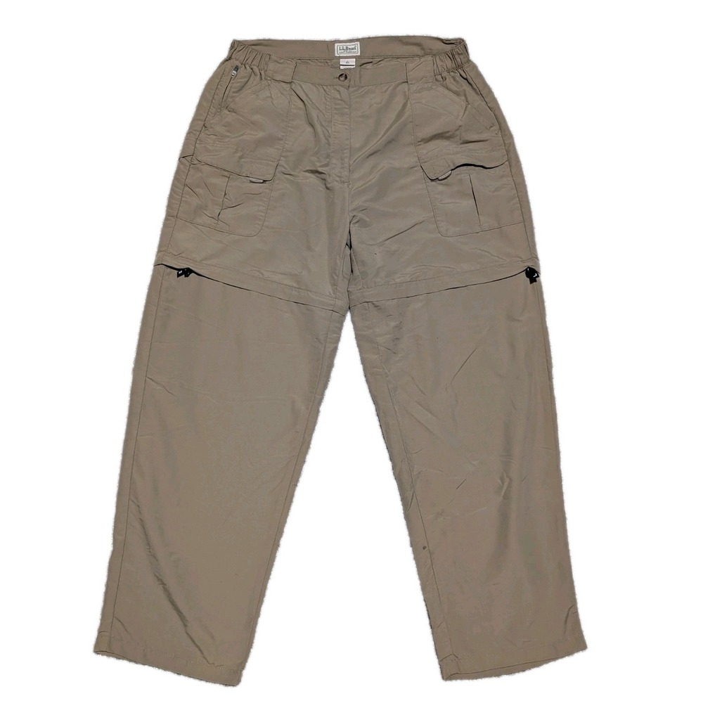 LL Bean Pant Mens L Reg Hiking Outdoors Nylon Convertible Unzip Lined‎ Short